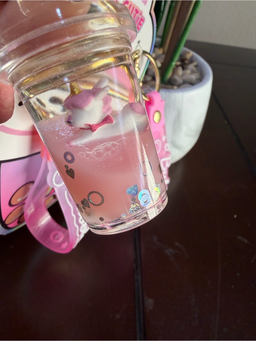 Kawaii Cutie Pink Bubble Drink Liquid Shaker Keychains - 2pc - Picture 4 of 5